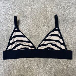 Aerie Black and Cream Striped Unlined Bralette Size M